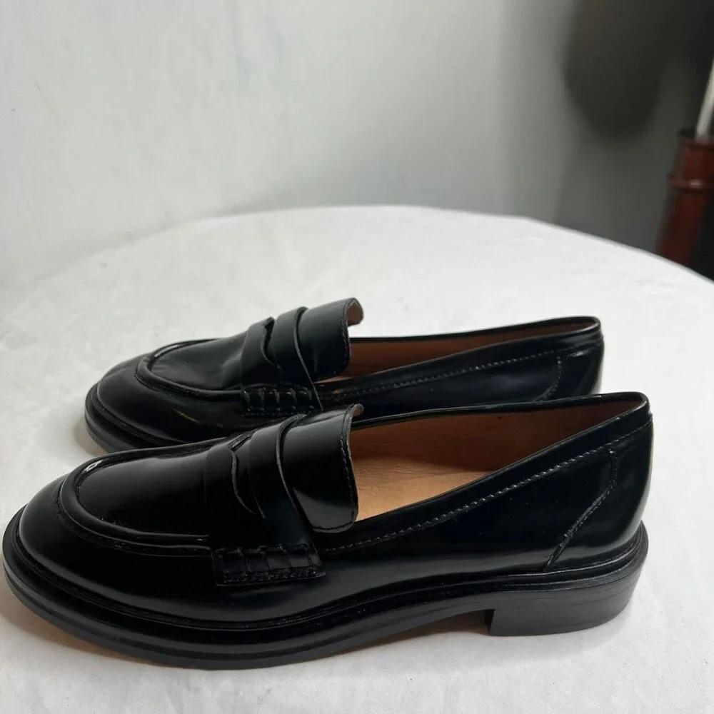 Madewell $158 Womens The Vernon Loafer in Black Leather Size 8 NM083 - Picture 3 of 8